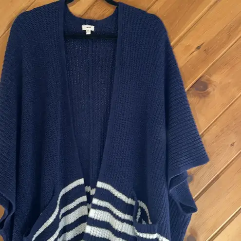 Aerie  navy blue and white striped super flowy oversized cardigan sweater