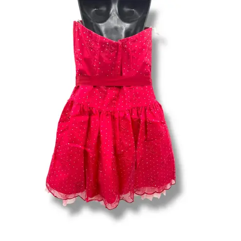 Jessica McClintock Gunne Sax Dress XS Red Strapless Prom Tulle Bow Vintage READ