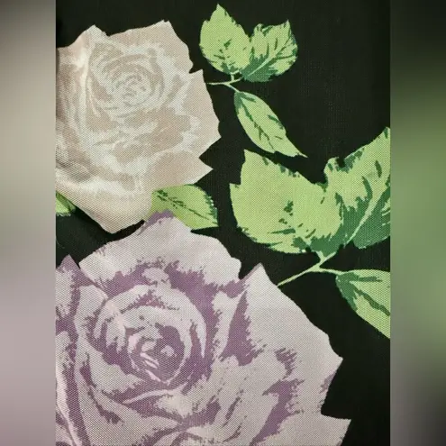 Rare Rouje Paris Ahmet Black Floral Mesh Top Lavender Rose Print Size 38 (US 6) Purple