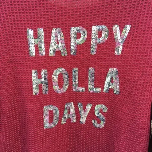 Riley & James Christmas Sequins Happy Holla Days Red cotton Reindeer Top Size Large - Image 6