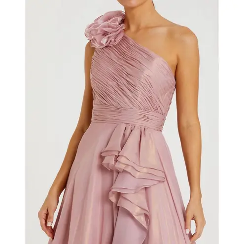 Mac Duggal NWT 49252 Pink Iridescent One Shoulder Rosette Ball Gown Size 10