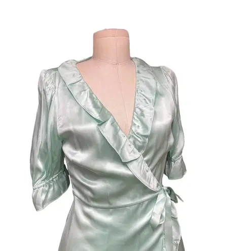 Hill House The Nima Silk Wrap Dress in Mint Size Small Green