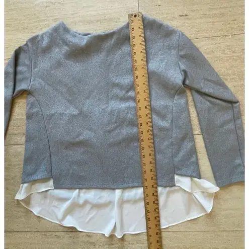 Global Work Gray Layered Long Sleeve Top with White Underlay Medium Size
