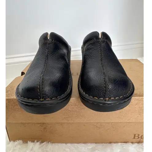 Born Mount II Black Leather Platform Clogs Size 9 Comfort Slip