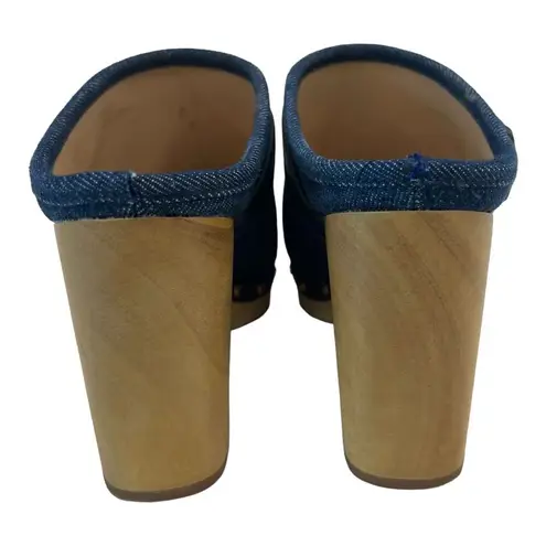 Veronica Beard  Dacey Buckle Platform Clogs Eclipse Blue Denim Mules Slip On 6