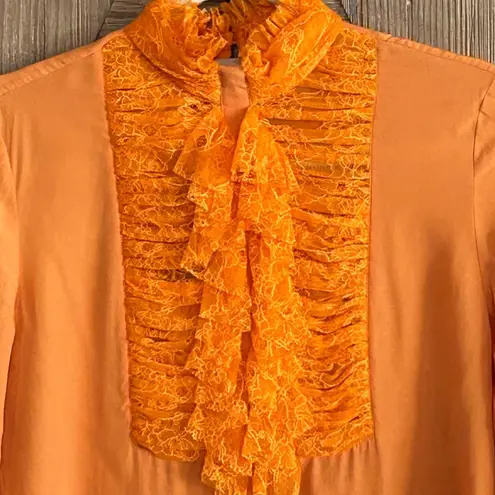 NWT Zuhair Murad Women's Orange Silk Ruffle Front Blouse Size 4 (36)