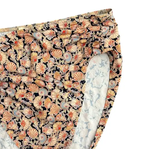 Doen NWT Sea High Waist Bikini Bottom Women’s Size XL Blue Shell Print Swimwear