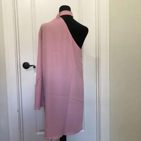 Three Eighty Two Womens Dress M Pink Ally One Shoulder Slit Sleeve Choker NWT Pink Size M