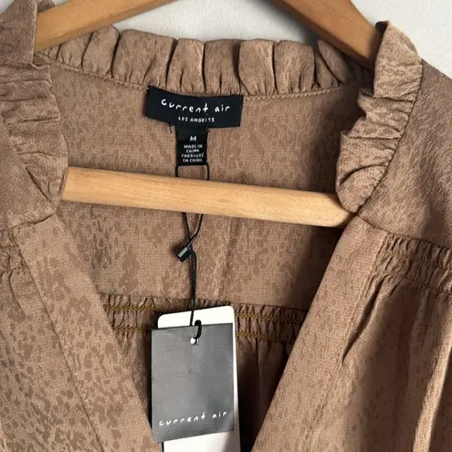 Current Air NEW Shirred Jacquard Blouse - BRONZE