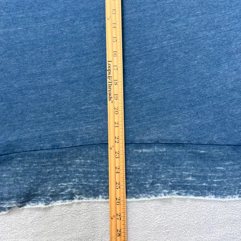 Melrose and Market Women's 3X Blue Mineral Wash Slub Knit Top Raw Hem Side Slits