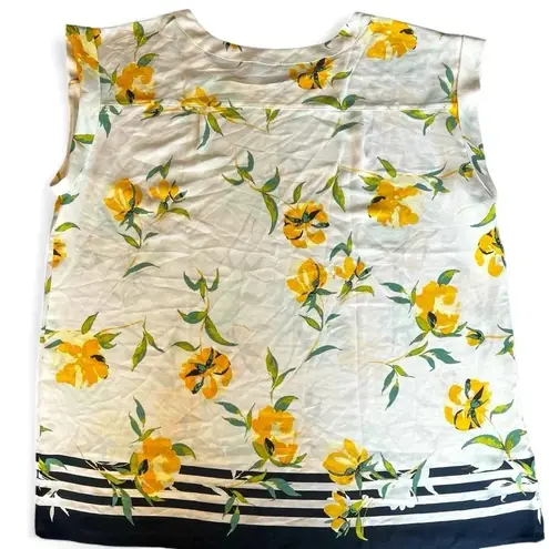 Ann Taylor  Factory oversized rolled short sleeve blouse w/yellow flowers size XL
