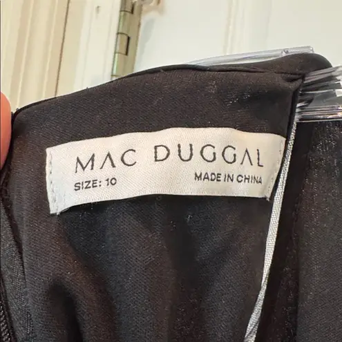 Mac Duggal NWT 68252 Tulle High Neck Sleeveless Ruffled Hem Hi-Low Gown Size 10