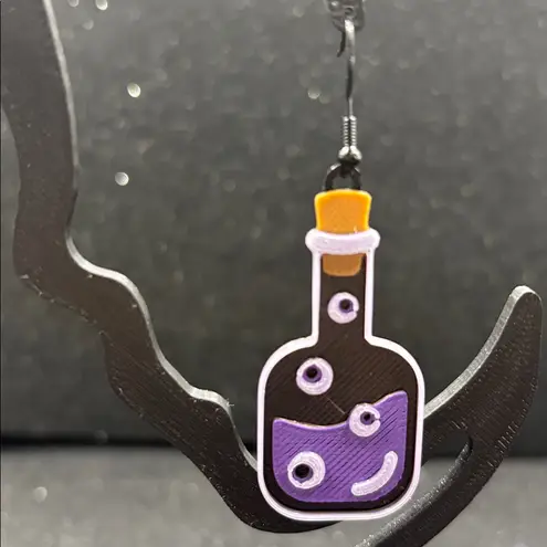 Glow in the Dark Purple Potion Bottle Earrings 🧪💜 Halloween Jewelry