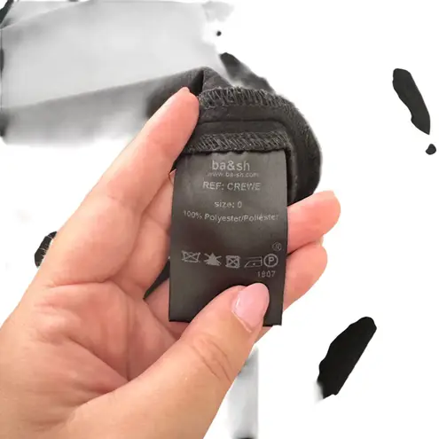 Ba&sh Crewe Textured Boxy Mini Dress Black Sz 0