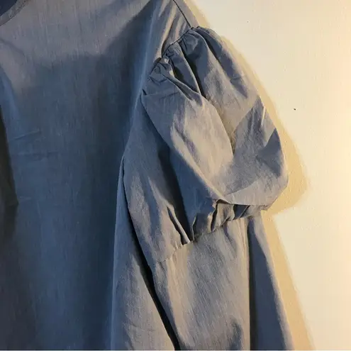 Drew Indigo Blue Chambray Long Puffy Sleeve Peasant Blouse