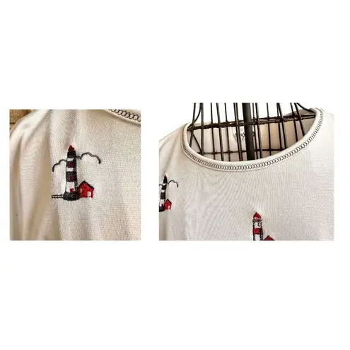 Bonworth VTG Nautical Top Sz M? White LIghthouses Sailboat Anchor Ships …