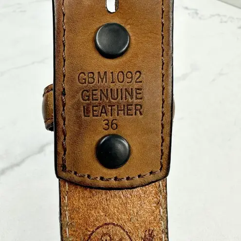 Georgia Boot Distressed Woven Genuine Leather No Buckle Belt Strap Size 36