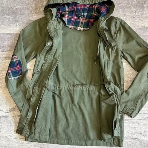Mine Utility Jacket Womens S Army Green Full Zip Hooded Cinch Waist Military
