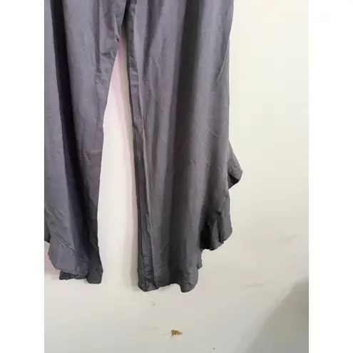 Matilda Jane Women's Gray Ruffle Hem Wide Leg Lounge Pants Size Medium