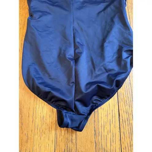 MagicSuit Swimsuit Womens 14 Navy Blue One Piece Mesh High Neck Ruched Made USA Size undefined
