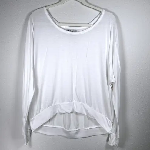Michael Stars White Long Sleeve Top Hi Lo Hem Relaxed "One Size Fits Most"