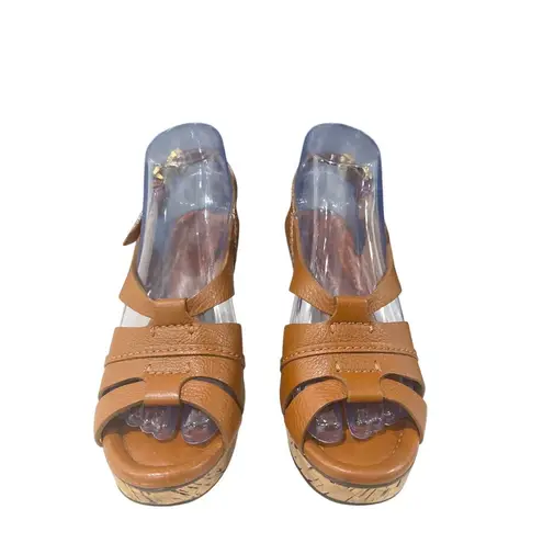 Chloé Chloe Brown Wedge Sandals with Cork Heel Renna Calf Leather CH16066 Sz 39 thumbnail 2