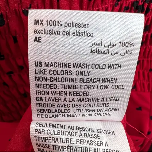 Maison Jules Size XXS Black & Red Long Sleeve Mock Neck Heart Print Blouse