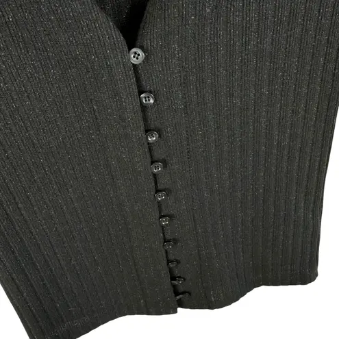 Maeve By Anthropologie Black Gold Shimmer V-Neck Light Button Up Cardi Size XS