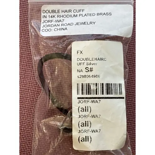 Jordan Road Double Hair Cuff in Silver Plated One Size Womens Tie Scrunchie Rubb