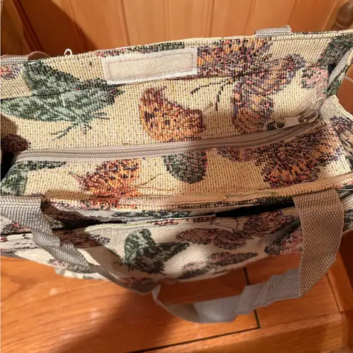 Vintage Butterfly Tapestry Tote Bag with coin Pouch Gray