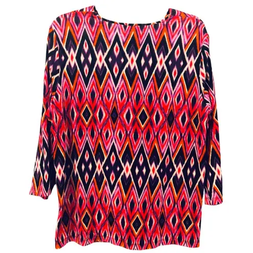 Jones New York Bohemian Womens Blouse Size XXL Psychedelic Eclectic Kaleidoscope Twist Top - Image 2
