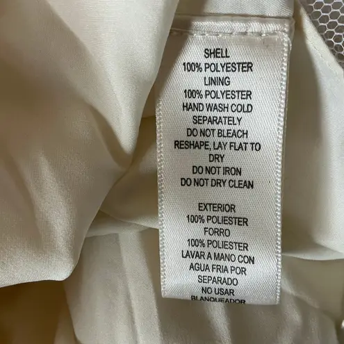 Eliza J Women's White One Shoulder Evening Gown Size 12 Metallic Polka Dot Dress