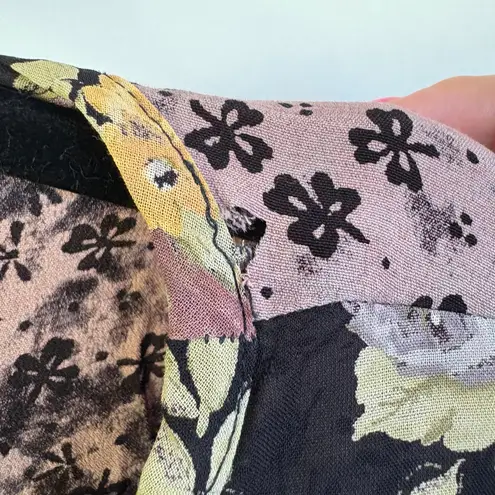 Vintage Whimsygoth Patchwork Floral Top Flowy Oversized Purple Black Fairy Boho Size XL