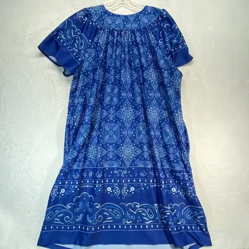 Vintage Vintage Anthony Richards Bandana Print Summer Shift house Dress Mumu S Blue Size 4