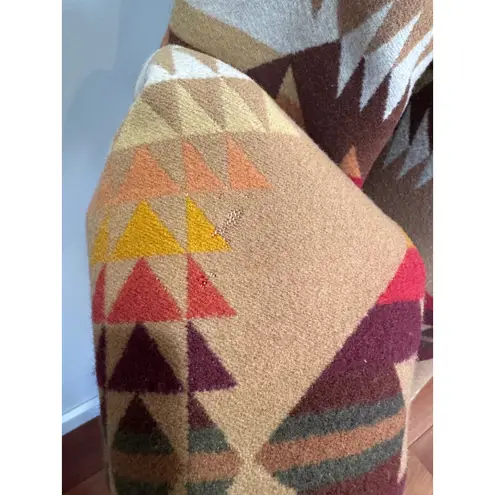 Pendleton Vintage Aztec Navajo Leather Wool blanket ranch car Coat jacket L