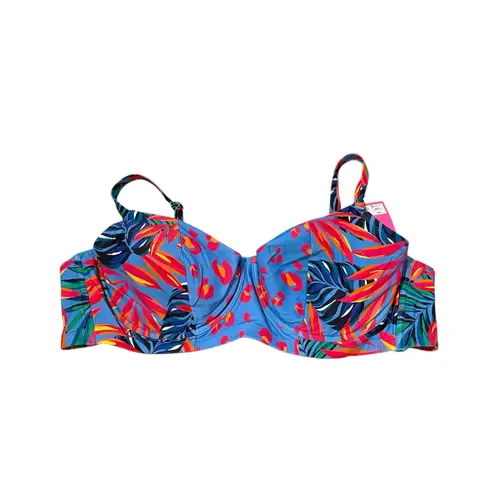 Tabitha Brown x Target Tropical Leopard Multicolor Underwire Bikini Top 24W NEW Blue