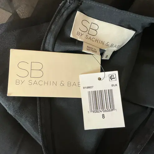 Sachin + Babi Beaded Chiffon Fit and Flare Cocktail Dress Black Size 8