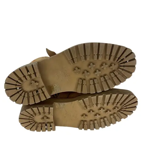 Jimmy Choo Cora Suede Tan Combat Moto Boots