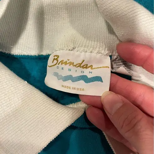 Chic Vintage 80’s teal collared sweatshirt soft London Paris Rome Erie luxe USA Blue Size L