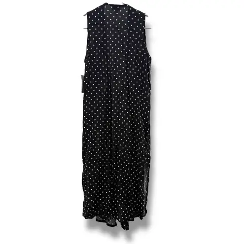 LuLaRoe NWT Joy Longline Vest Duster Women’s Size XS Black White Polka Dot
