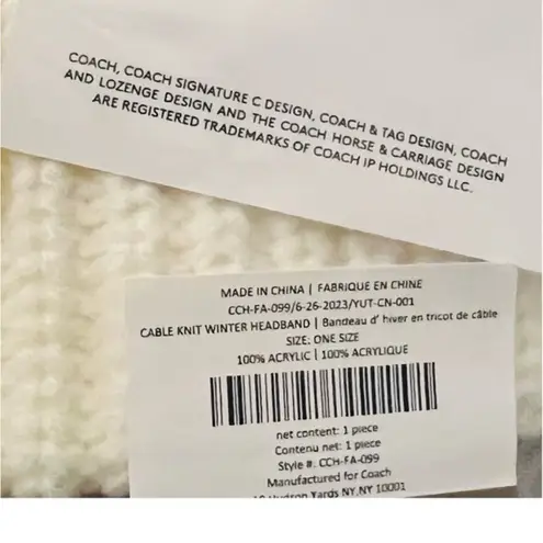 Coach NWT  cream beanie