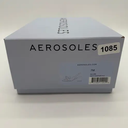 Aerosoles Allure Comfort Elegant Block Heel Slingback Old Money Navy Leather 7