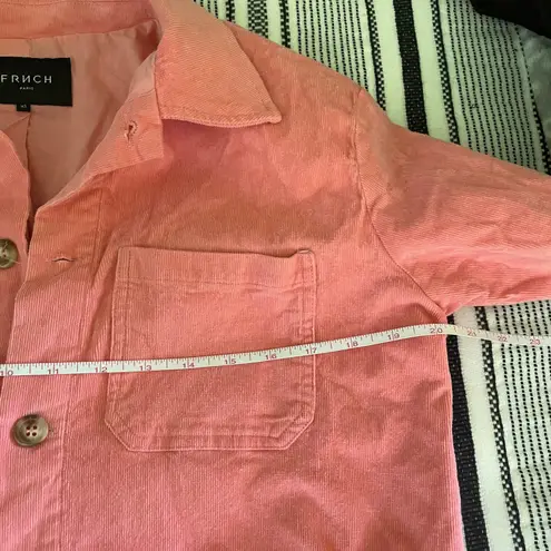 FRNCH Corduroy Chore Coat sz XS Pink Button Up Shacket Jacket Utility Soft Girl