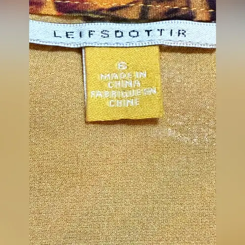 Leifsdottir Silk Blend Exotic Bird & Botanical Print Blouse Yellow Sz 6 Gold