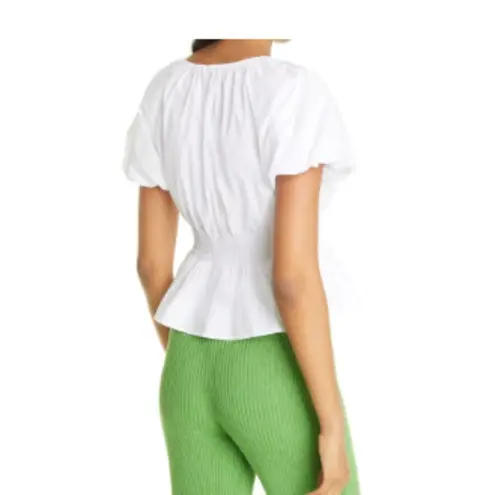 STAUD Lucia Smocked Poplin Top