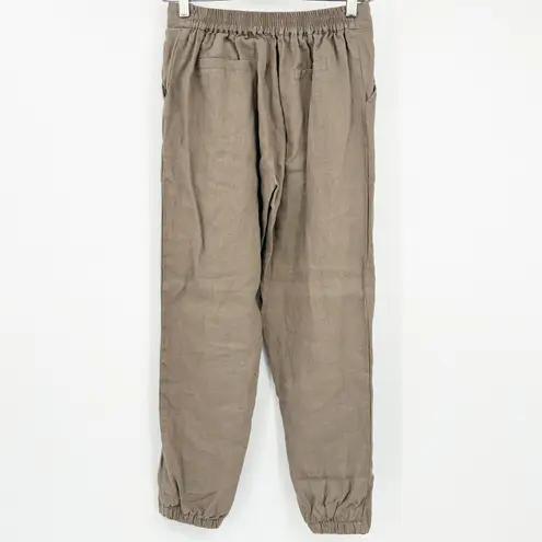 Iximo Womens Beachy Lounge Lagenlook Tapered Leg 100% Linen Pants Size S Khaki Brown