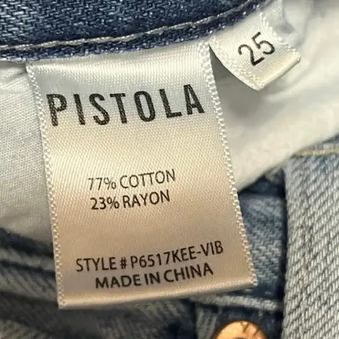 Pistola Women's Blue Distressed High Rise Wide Leg Baggy Denim Jeans Size 25