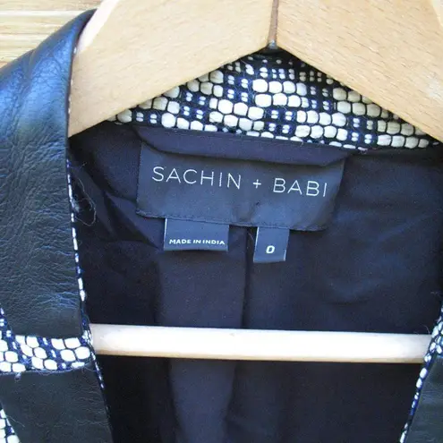 Sachin + Babi Black Leather Tweed Cropped Jacket