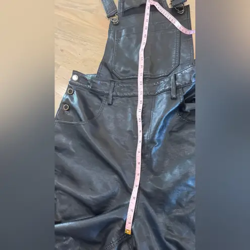 Avec Les Filles Vegan Leather Cargo Overalls black size large