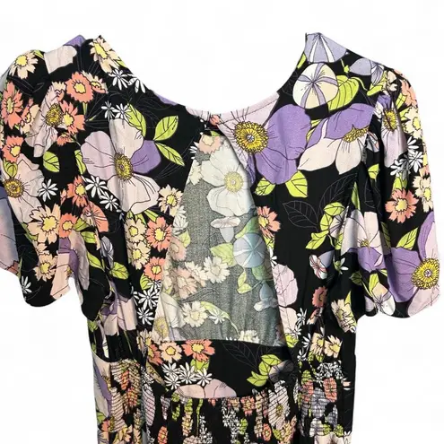 AFRM Jamie Print Open Back Maxi Dress Noir Summer Bouquet Floral Sz Small Purple